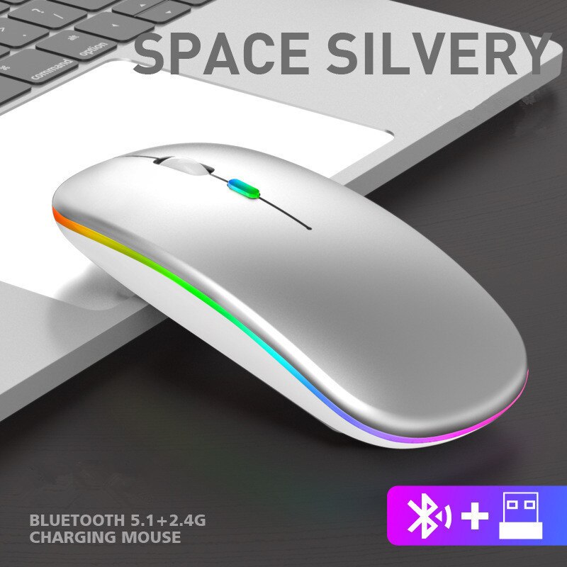 Mute 2 4g Bluetooth mode light emitting edition silver