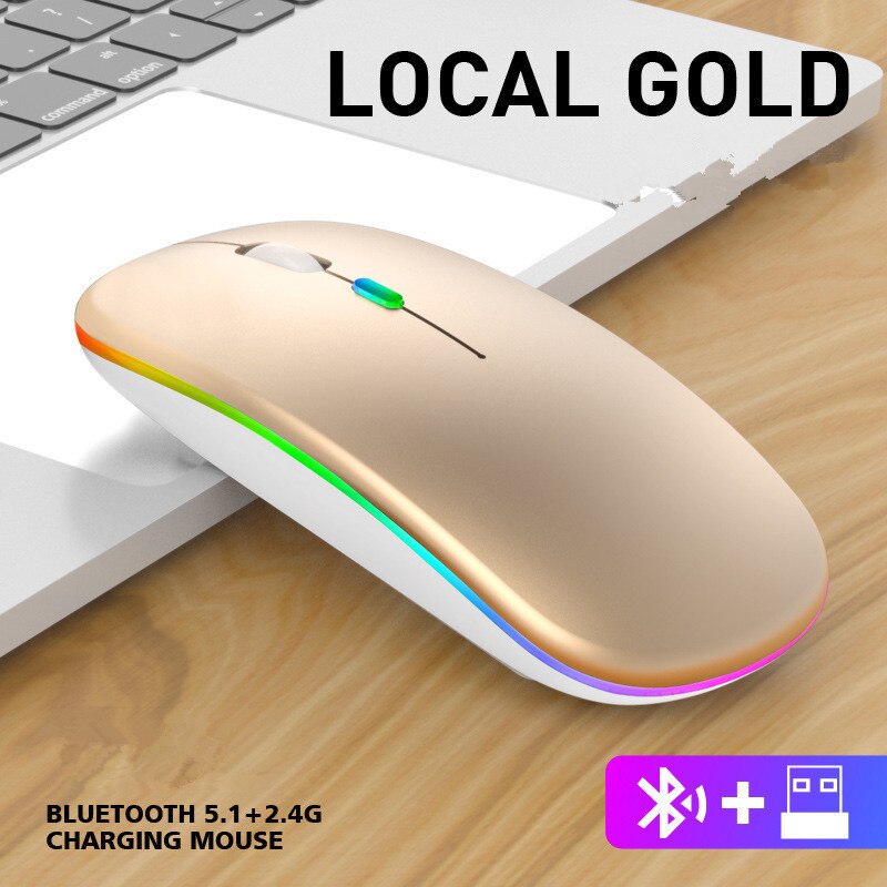 Mute 2 4g Bluetooth mode light emitting version tuhao gold